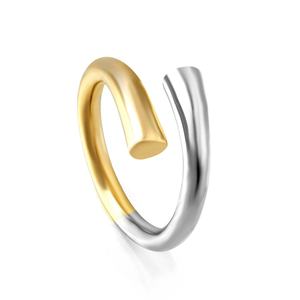 Bague Ajustable Creuse et Lisse en Acier Inoxydable Plaqué Or 18K, Deux Couleurs, Style Minimaliste et Délicat, pour Femme - Product Image 1