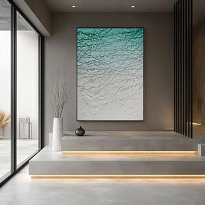 Peinture abstraite Wabi Sabi verte sur toile, art mural 3D, art mural contemporain pour la décoration moderne de la maison et de la galerie - Product Image 4