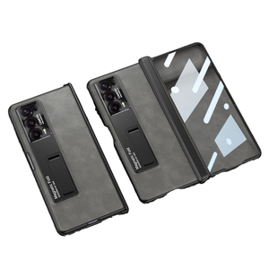 <span class=keywords><strong>Pour</strong></span> <span class=keywords><strong>Honor</strong></span> Magic V2 <span class=keywords><strong>coque</strong></span> de téléphone givré pli charnière cuir artificiel 5G Street Fashion étui antichoc avec support - Product Image 1