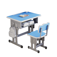 Ensemble table et chaise scolaire commerciale Zoshine moderne en métal écologique avec étagère, prêt à l'emploi, installation facile, protection anti-collision