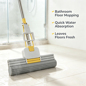 3 Row Sponge Mop Head Rubber Absorbent Roller Hand Free Deep Cleaning Reusable Wet and Dry Floor Cleaning Pad - Product Image 2