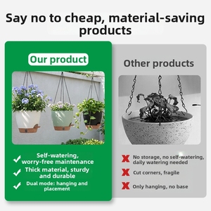 Maceta Colgante P472-2 <span class=keywords><strong>de</strong></span> 12 Pulgadas con Borde <span class=keywords><strong>de</strong></span> Riego, Orificios <span class=keywords><strong>de</strong></span> Drenaje y Plato Extraíble para Plantas Grandes <span class=keywords><strong>de</strong></span> Interior y Exterior - Product Image 2