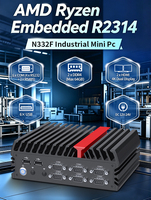 PC Industri Tertanam Nano Tanpa Kipas AMD Ryzen R2314 Berkinerja Tinggi 6COM RS232/485 2xHD-MI 4K DDR4 64GB GPIO untuk Visi Mesin