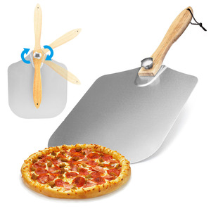 Pala per Pizza in Alluminio da 12'' con Manico Pieghevole in Legno, Utensile da Forno per Pizza, Pane e Pasticceria - Product Image 1