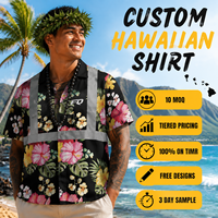 Chemises POLO personnalisées à boutons intégraux style Hawaï, chemises de travail avec bandes réfléchissantes, vêtements de travail haute visibilité, chemises de plage à motif fleur d'hibiscus