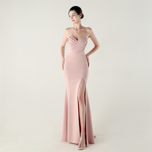33239 #   Nuevo Vestido de Noche 2025 con Corpiño Entallado, Escote en Forma de Corazón Plisado y Tirantes Cruzados en la Espalda, Vestido de Dama de Honor Ajustado - Product Image 3