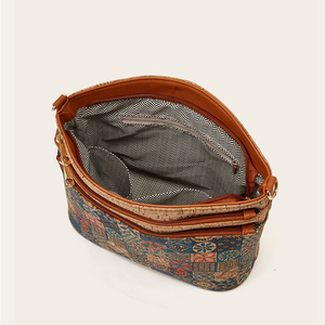<span class=keywords><strong>Sac</strong></span> à bandoulière en liège de style ethnique vintage pour femme, <span class=keywords><strong>sac</strong></span> bandoulière écologique en écorce d'arbre, vente en gros avec plusieurs poches zippées - Product Image 3