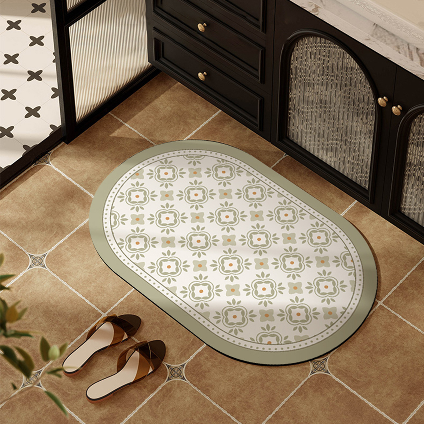 Green mango floral rug