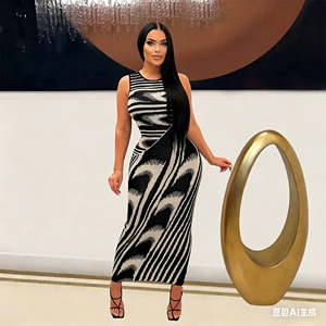 Low Price Tight Black White Striped Dress Available In Various Sizes |  Alibaba.com