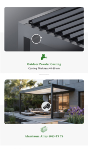 Pérgola Moderna de Aluminio Estilo Asiático con Acabado de Madera, Estructura de Gazebo para Jardín Zen, Proyecto de Diseño de Paisajes para Villas - Product Image 4