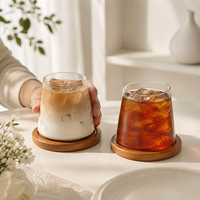 Tasses en verre borosilicate transparent de style japonais 9oz 12oz pour café glacé, eau, boissons froides, jus, lait – Idéales pour les fêtes