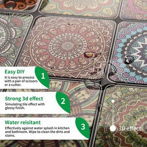 Pegatinas de <span class=keywords><strong>Azulejos</strong></span> Autoadhesivas para Pared, <span class=keywords><strong>Azulejos</strong></span> Mexicanos Rosas Vintage para Cocina, <span class=keywords><strong>Azulejos</strong></span> Adhesivos para Pared - Product Image 6