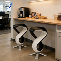 Tabouret de bar moderne en fibre de verre durable, pivotant, avec dossier, logo personnalisé, couleur au choix, pour hôtel, salle à manger, salon, bureau, extérieur