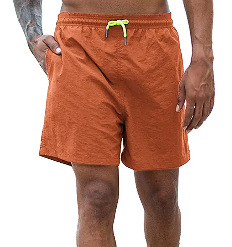Pantalones cortos de tejido liso para hombre, shorts de gimnasio, longitud hasta la rodilla, de nailon, personalizados