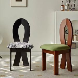 Chaise de salle à manger vintage de style français en bois massif, dossier Wabi-sabi, chaise <span class=keywords><strong>sirène</strong></span> du milieu du siècle, mobilier de maison, revêtement en velours doux - Product Image 6