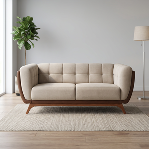 Modern Minimalist 3 Seater Fabric <b>Sofa</b> with Solid <b>Wood</b> Frame for Living Room Furniture - Product Image 2