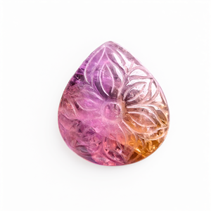 Ametrine en forme de goutte sculptée à motif floral pour pendentif ou fabrication de bijoux – Réveillez la créativité et l'intuition avec grâce - Product Image 2
