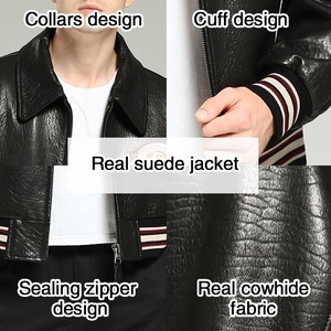 2023 giacca di pelle di mucca in vera pelle Bomber da uomo in pelle <span class=keywords><strong>aviator</strong></span> - Product Image 4