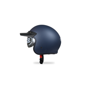Casco Retro de Media Cara JP Signature en Azul Oscuro Mate, que ofrece un diseño elegante de cara abierta y un encanto retro sólido. - Product Image 1