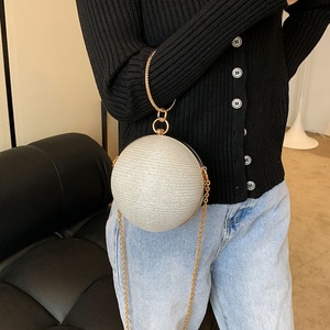 Women's Luxurious Rhinestone Embellished Ball Bag Advanced Sense New Handheld Cross Body Chain <b>Small</b> Dinner Mini Mouth Tote Bag - Product Image 3