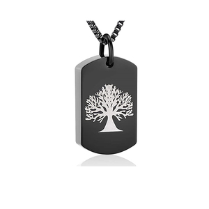 Collana con Ciondolo Urna Quadrata Ortodossa in Acciaio Inossidabile Placcato Oro Rosa, Incisa con Albero della Vita, Lusso Moderno Fatto a Mano, Eco-Friendly - Product Image 3
