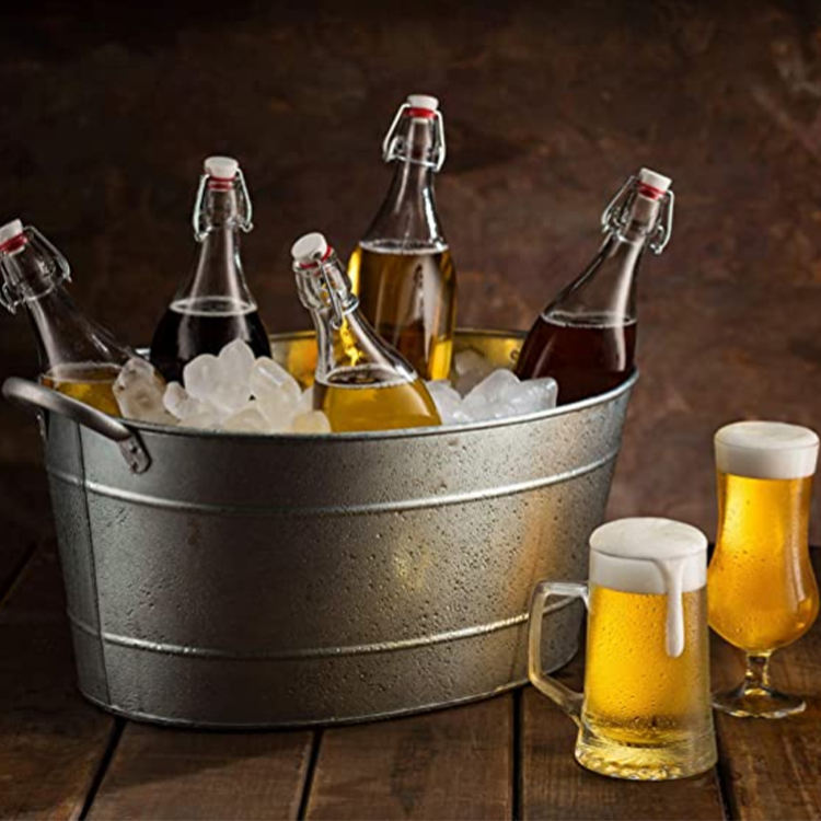 Bottiglie Di Vetro Ambrate Da 360ml Con Tappo A Leva - Confezione Da 10 Con Etichette Per Birra Fatta In Casa