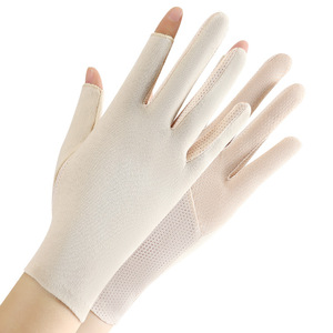 Gants d'été en coton pour femmes <span class=keywords><strong>mitaines</strong></span> antidérapantes mince plaque lumineuse compatibilité d'écran tactile couleur unie pour le cyclisme conduite soleil - Product Image 5