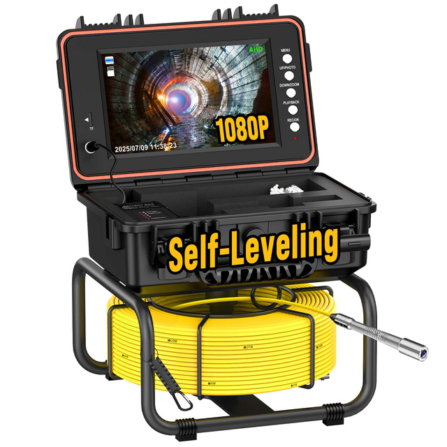 512Hz Self Leveling 1080P Sewer Camera 5mm Cable 165ft 50M Waterproof Video Pipeline Drain Pipe Inspection Enodscope Camera
