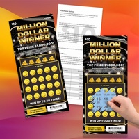 Billet de loterie en or noir Jackpot d'un million de dollars personnalisé Papier à noyau noir Conception d'impression numérique Règles gagnantes