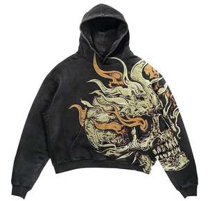 Nueva Sudadera con capucha de moda con logotipo de impresión personalizado, ropa de calle, sudaderas con capucha de estilo libre lavado con ácido para hombre - Product Image 4