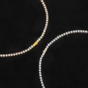 Hiphop Collier à chaîne de tennis en zircon cubique glacé Collier à chaîne de tennis en acier inoxydable plaqué or 18 carats avec diamant Chaîne - Product Image 4