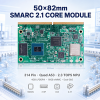 Module système SMARC 2.1 50x82mm, 314 broches, Quad Cortex A53, 2.3 TOPS NPU, 4 Go LPDDR4, 16 Go EMMC, I.MX8M Plus