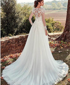 New Design Bianco A Maniche Lunghe Slim Fit Vestito <span class=keywords><strong>Da</strong></span> Cerimonia Nuziale Della <span class=keywords><strong>Sposa</strong></span> - Product Image 3