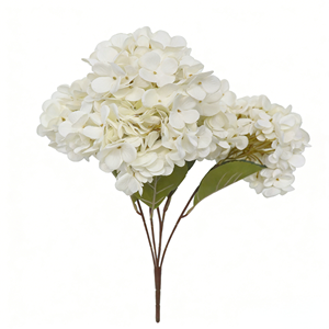 卸売 5頭アジサイ造花 96枚の花びら リアルなフェイクブーケ 色褪せないフラワーデコレーション 結婚式パーティー用 - Product Image 3