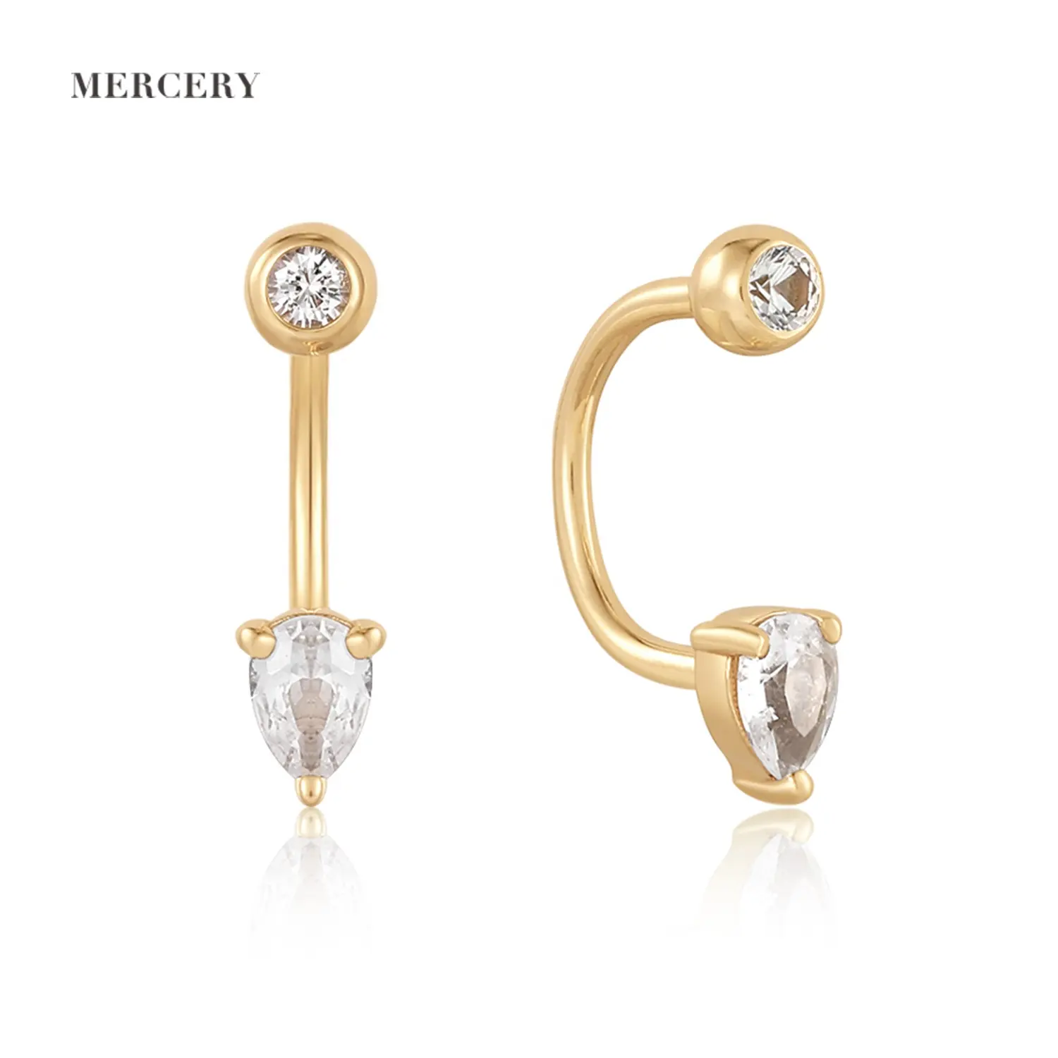 Mercery bijoux personnalisés exquis polyvalent 14k or massif Tragus Cartilage Helix boucles d'oreilles clous saphir bijoux de piercing corporel
