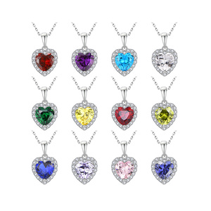 Đầy Màu sắc Birthstone đá lò sưởi Mặt dây chuyền vòng cổ Zircon Sapphire ngọc lục bảo <span class=keywords><strong>ruby</strong></span> đá quý Vòng cổ - Product Image 1