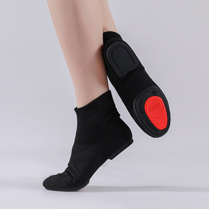 Chaussures de danse <span class=keywords><strong>jazz</strong></span> modernes à tige haute, tissage <span class=keywords><strong>volant</strong></span>, sur la cheville, semelle en caoutchouc fendue, chaussures de compétition et d'entraînement - Product Image 1