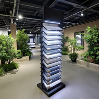 Présentoir en métal éclairé par LED pour carreaux de céramique en pierre de quartz pour salle d'exposition d'échantillons