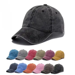 Вымытые шляпы с вышитым логотипом, европейские и американские шляпы для старых пап, оптовая продажа, вымытые бейсбольные кепки