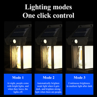 Lampe murale solaire LED extérieure en ABS avec capteur de pluie, réglage de la lumière ambiante à trois niveaux, lumière de jardin étanche pour la nuit
