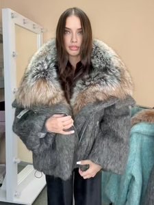 Janveny 2025 <span class=keywords><strong>Piumino</strong></span> Invernale alla Moda in Lana <span class=keywords><strong>d</strong></span>'<span class=keywords><strong>Oca</strong></span> da Donna con Collo in Vera Pelliccia di Volpe Naturale, Parka e Cappotto Spesso e Caldo - Product Image 6