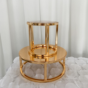 简单闪光金蛋糕架套装圆形金属铁糕点架甜点桌冷餐茶歇数字形状蛋糕工具 - Product Image 3