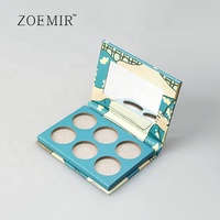 Palette de fards à paupières de luxe en carton avec miroir, six couleurs, étui carré, vente en gros