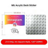 Carte NFC RFID ISO personnalisée en acrylique pour avis sociaux, puce NTAG216 13,56 MHz, paiement sans contact intelligent, support de paiement pour restaurant, hôtel