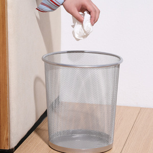Round Metal Mesh Trash Can Large Size Indoor Waste <b>Bin</b> For Office Home Kitchen Storage - Product Image 2