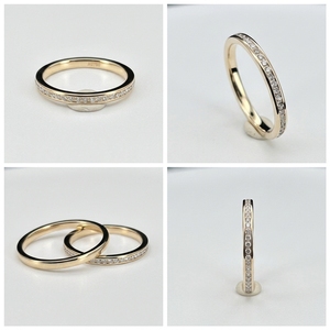 HQ Gems <span class=keywords><strong>Reall</strong></span> Bague de fiançailles 2mm en or jaune 18 carats avec diamant de laboratoire rond - Product Image 2