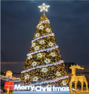 Personnalisé en gros 30 pieds hôtel lumières LED cône cadre métallique géant grand centre commercial extérieur commercial arbre de Noël