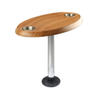 Table de bateau ovale marron avec porte-gobelets intégrés Ensemble de pieds de table de piédestal marin