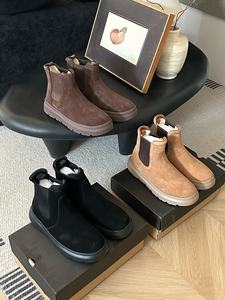 Nuevas botas de nieve para hombre, diseñadas a medida, hechas de cuero genuino y lana, que brindan calidez y comodidad para un look informal. Botas estilo barefoot. - Product Image 4