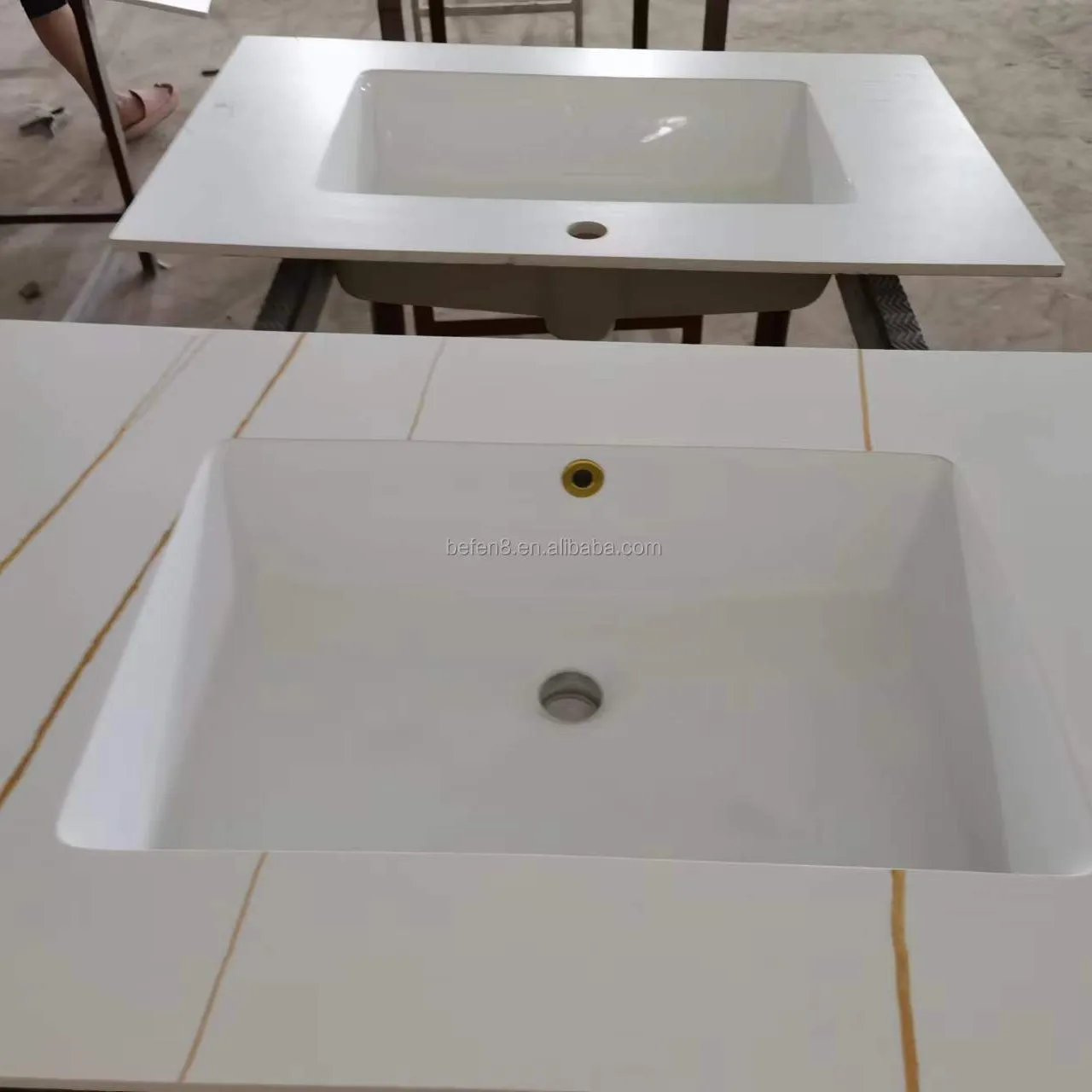 New Technology Vanity top seamless Cabinet Basin Luxury Sink Vanity Thin Edge Of Basin Vanity